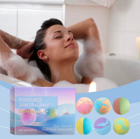 6-Piece Colorful Bath Bomb Set – Fizzy, Relaxing Spa Experience